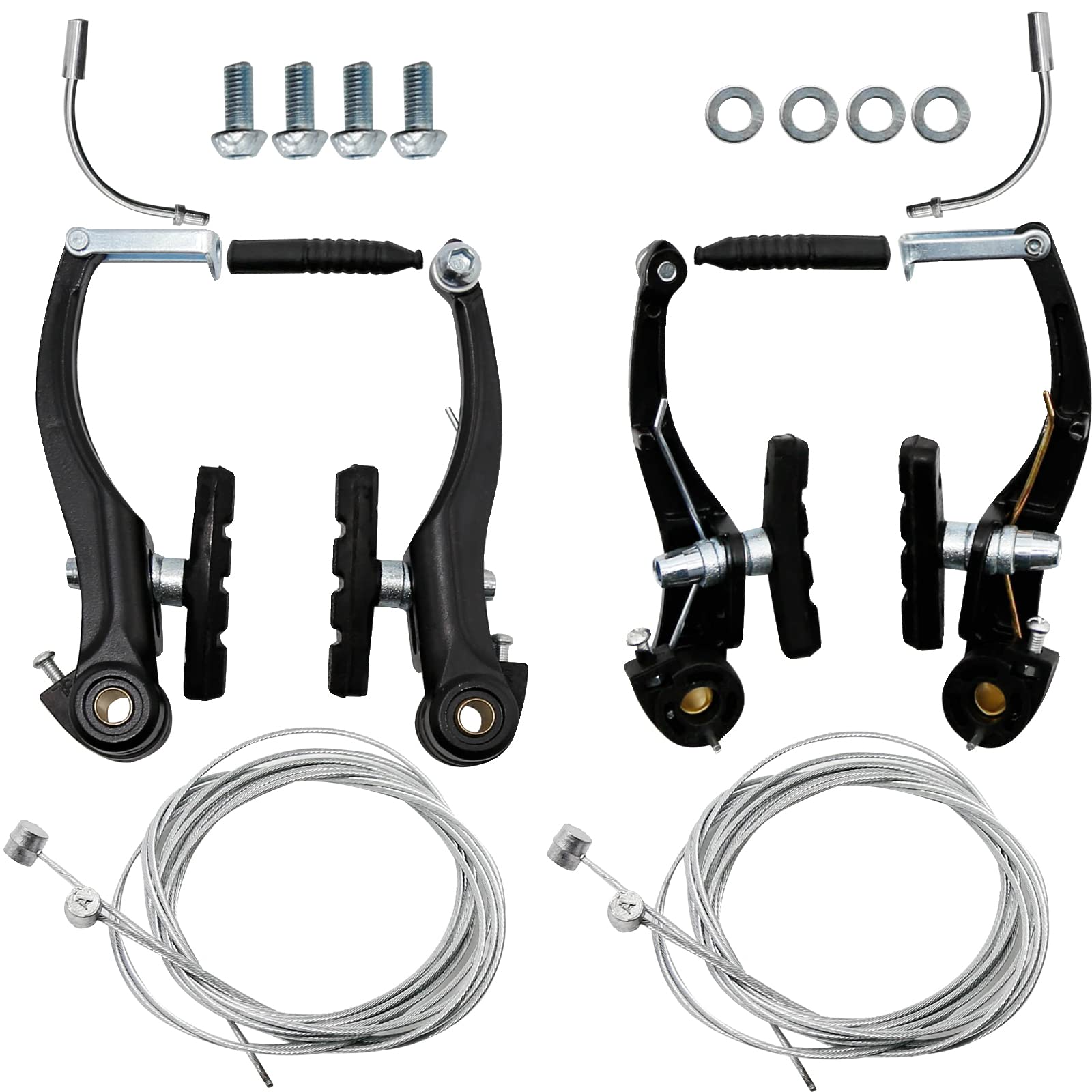 Photo 1 of EATAKWARD 2 Pairs Bike Brake Set, Universal Complete V Bike Brakes Set for Most Mountain Bicycle, Including Road Bike Brakes Cables, Front Back Wheels End Caps,End Ferrules-Black