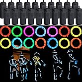 Retisee 30 Set El Wire Portable Neon Lights with Strip 6.6 ft Christmas Wearable LED Clothing Cuttable Glowing Rope Battery Powered Electroluminescent DIY Costume Fluorescent Party Decor