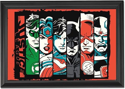 Amazon Com Justice League Bars Wall Art Decor Framed Print