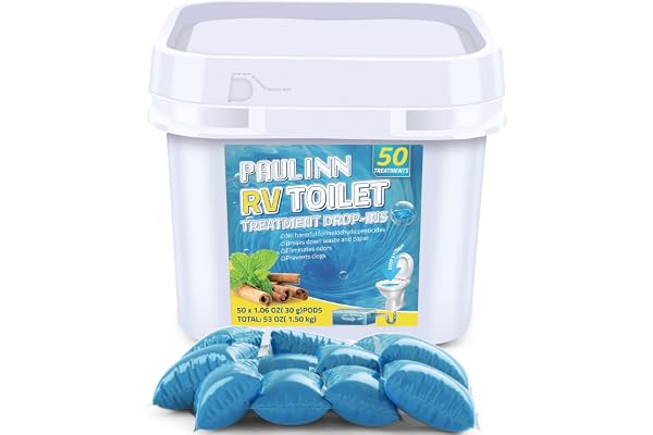 PAULINN RV Toilet Treatment, 50 Packs Septic Tank Treatment Drop Ins Rv Accessories For Trailer Camper