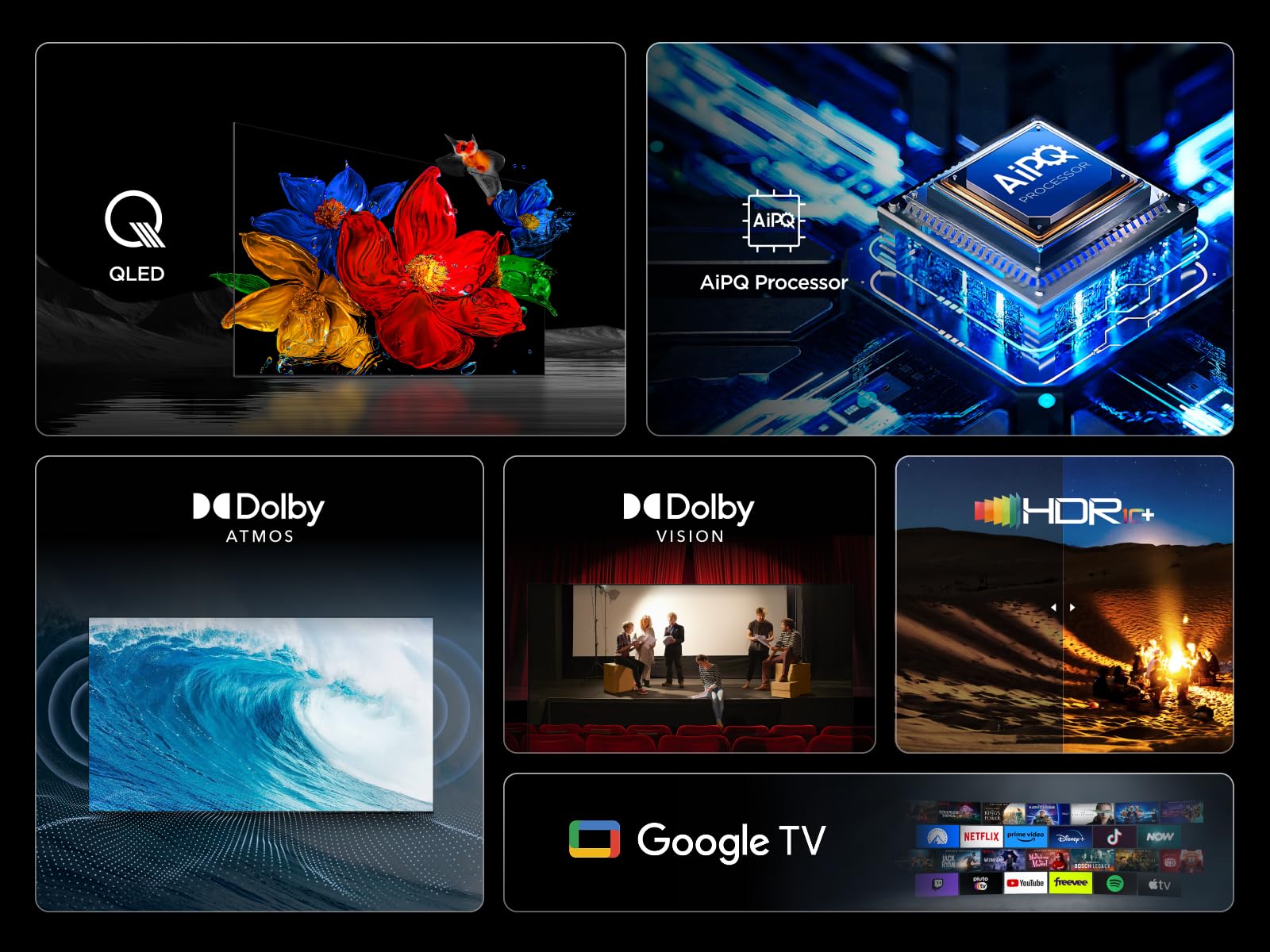 TCL 50T69C 50 Zoll QLED, Direct LED TV, 4K HDR TV, Smart Google TV (Dolby Vision & Atmos, Motion Clarity, Kompatibel mit Google Assistant & Alexa) 4