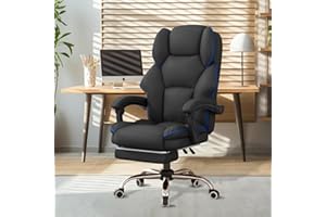 HDHNBA Executive Office Chair PU Leather Comfortable Computer Gaming Chairs with Foot Rest Adjustable Height Desk Chair High Back Reclining Office Chair with Wheels, Black