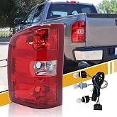 CLERYYE Tail Light Assembly Compatible with Chevrolet Silverado 07-13 1500 | 07-14 2500 HD 3500 HD, OE-Style Replaces 25958482 GM2800207, w/Bulbs and Harness, Left Driver Side, Red Border