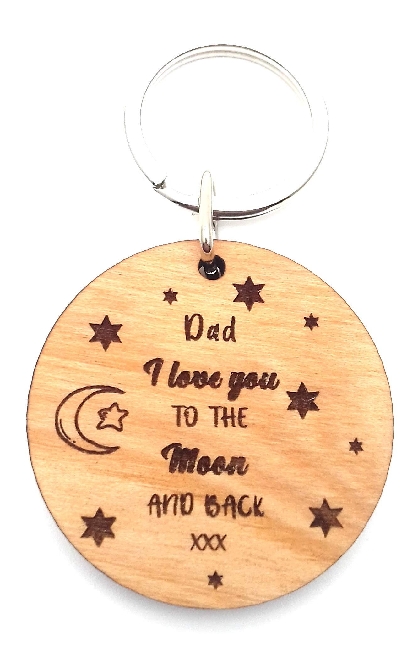 Dad I Love You To The Moon And Back Wooden KEYRING Key Ring Gifts For Him Birthday Christmas Fathers Day