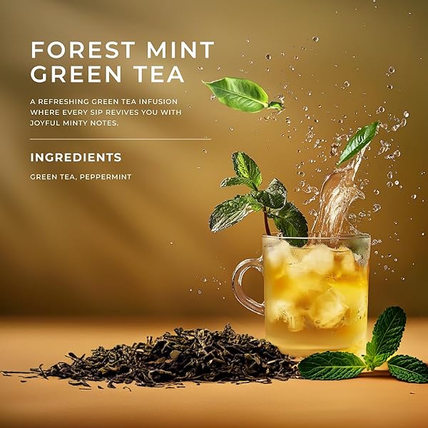 GYA TEA CO FOREST MINT GREEN TEA LOOSE LEAF – MINT GREEN TEA CAFFEINATED – 100% NATURAL MINT LOOSE LEAF TEA WITH NO ARTIFICIAL INGREDIENTS – BREW AS HOT OR ICED TEA (5.29 OZ)