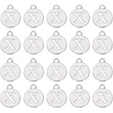 MECCANIXITY Pendants Letter Charm Initial Charm Double Sided Enamel Alphabet for DIY Necklace Earring Jewelry Making
