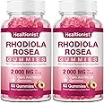 Healtionist 2 Packs Sugar-Free Rhodiola Rosea Gummies Adaptogenic Rhodiola Rosea Supplement & Cortisol Blocker for Performance, Stamina, Mood & Motivation - Non-GMO, 120 Vegan Chews