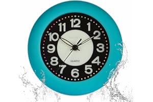 LXSZRPH Bathroom Clock Waterproof for Water Spray, Shower Clocks Analog, Large Screen, Non Ticking Silent, Luminous, Table Stand, Wall Mounted Clock for Home, Office, Pool, Spa, Restaurant (Blue)