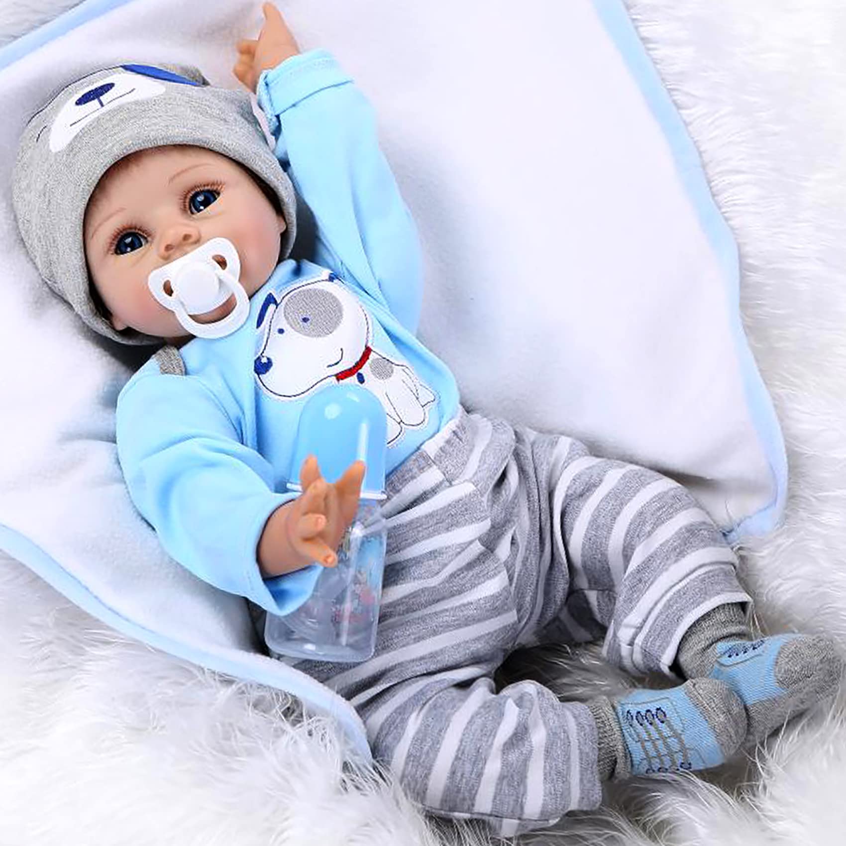 ZIYIUI Reborn Baby dolls Girl Lifelike Handmade Soft Silicone Vinyl Newborn Toy Looks Real 22 Inches 55cm Magnetic Mouth Baby Dolls Gift