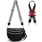 Leather Crossbody Bum Bag for Women,Large Sling Bum Bag Wallets Slouchy Belt Purse with 2Pcs Adjustable Strap
