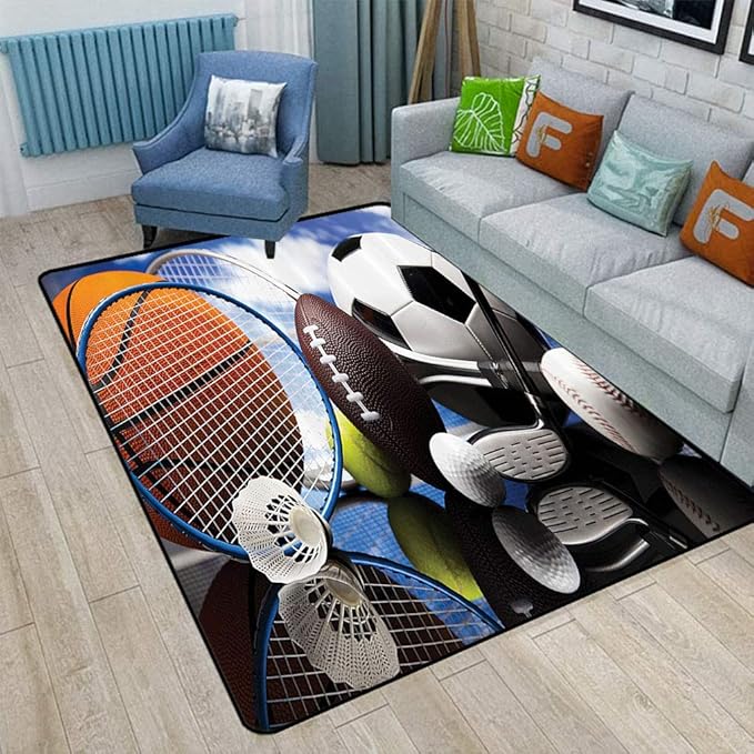 Sports Decor Collection Microplush Area Rugs, Sports Equipment Football