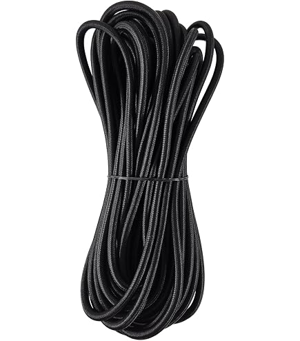 50 Ft Black 3/16" Bungee Elastic Shock Cord – Stretch Tie Down Rope, Gravity Chair
