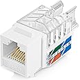 Everest 45° Angled RJ45 Cat6 Keystone Jacks 50-Pack in White - Slim Profile Female RJ45 Connectors - Cat 6 Keystone Jack - Compatible with 45° Angled Speed Termination Tool - 45Term (B0BL3GS7ZY)