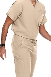 Hey Collection Men Stretch Scrubs Set V-Neck Scrub