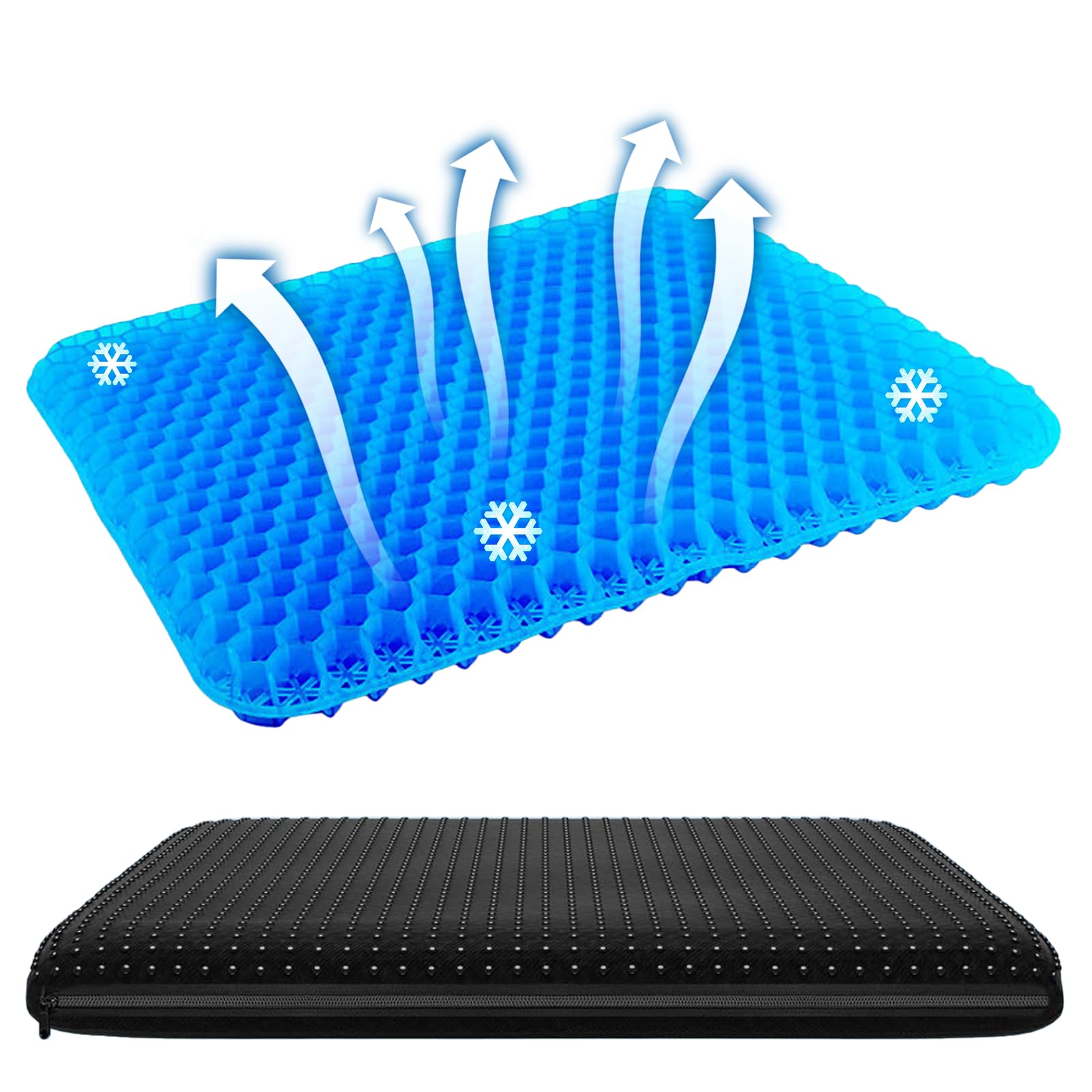 Bettinay Gel Cushion for Sitting with Non Slip Covers, Honeycomb Double Thick Soft Seat for Long Sitting Car Office (40 * 35 * 2.5)