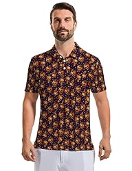 Xdceu Halloween Golf Polos for Men - Funny Golf