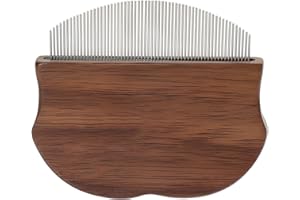 Kronabelle Fine Tooth Flea Comb for Dogs and Cats, Walnut Wood Handle, Removes Tangles, Loose Hair, Massages Skin, Small Area