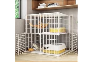 FDSDEFEN Cat Cage Indoor DIY Cat Playpen Detachable Metal Wire Kennels Indoor Cat Enclosures DIY Playpen Metal Kennel (2 Tier)