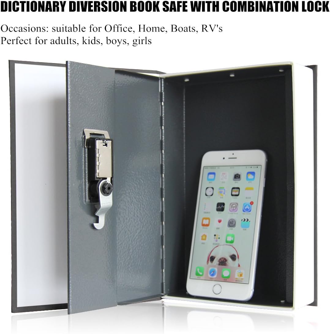 Book Safe with Combination Lock - Jssmst Home Dictionary Diversion Metal Safe Lock Box 2017, SM-BS0402L, Black Large: Office Products