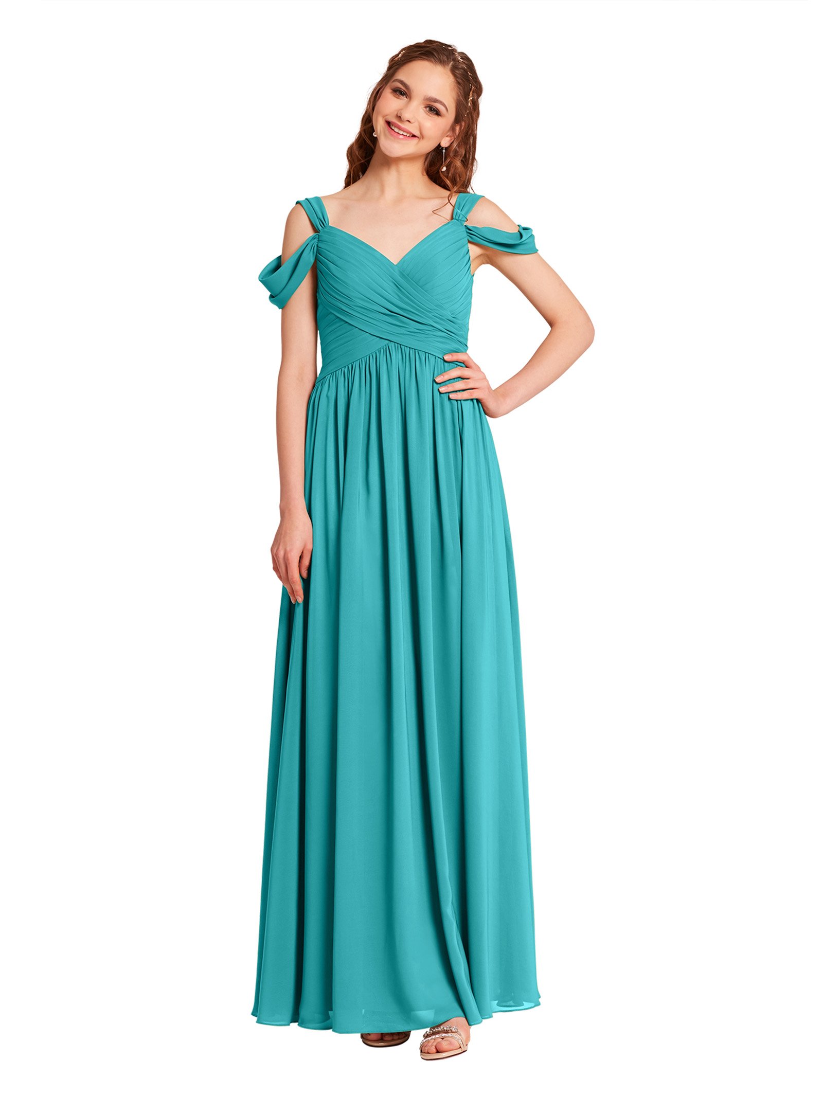 Alicepub Cold Shoulder Chiffon Bridesmaid Dresses Long Maxi Formal Dress for Women Party