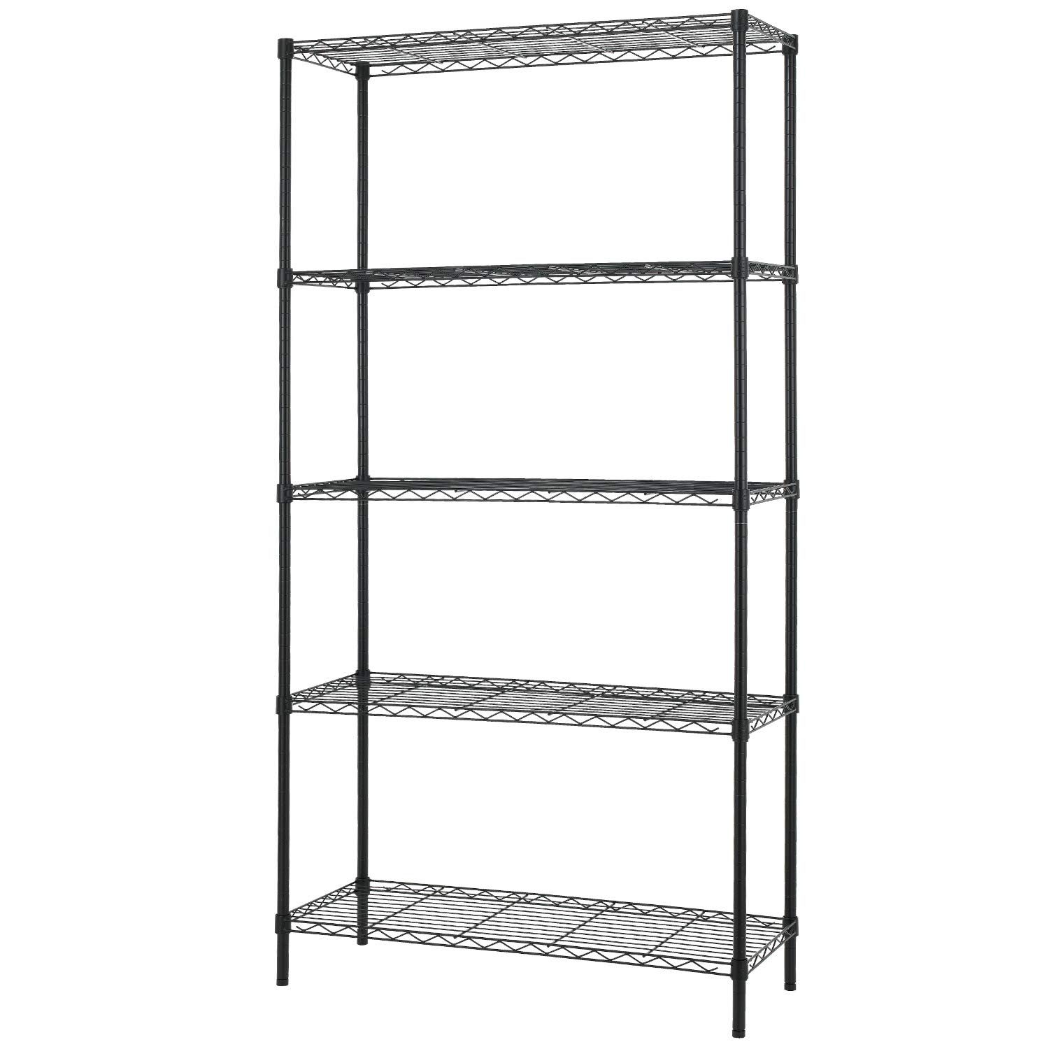 36" L x 14" W x 54" H 5-Shelf Wire Shelving Adjustable Metal Shelf Large Storage Shelves Heavy Duty Height Commercial Grade Steel Layer Shelf 1250 LBS Capacity,Black