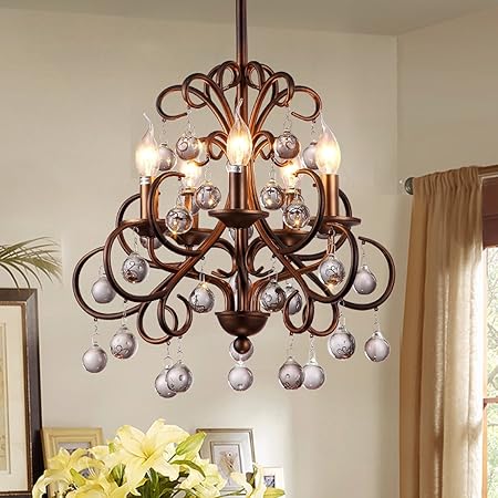 Homestia Bronze Polish Style Chic Modern Candle Chandelier Kitchen