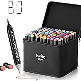 Alcohol Markers Set 80 Colors - Dual Tip (Brush & Chisel) Permanent Art Supplies for Artists, Adults & Students, Fast-Drying Non-Bleeding Markers for Coloring Books, Sketching, Journaling & Design