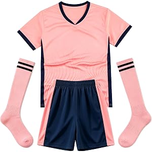 Vienlazgee Kids 3 Piece Soccer Uniform Set Quick Dry Football Jersey Shorts & Socks