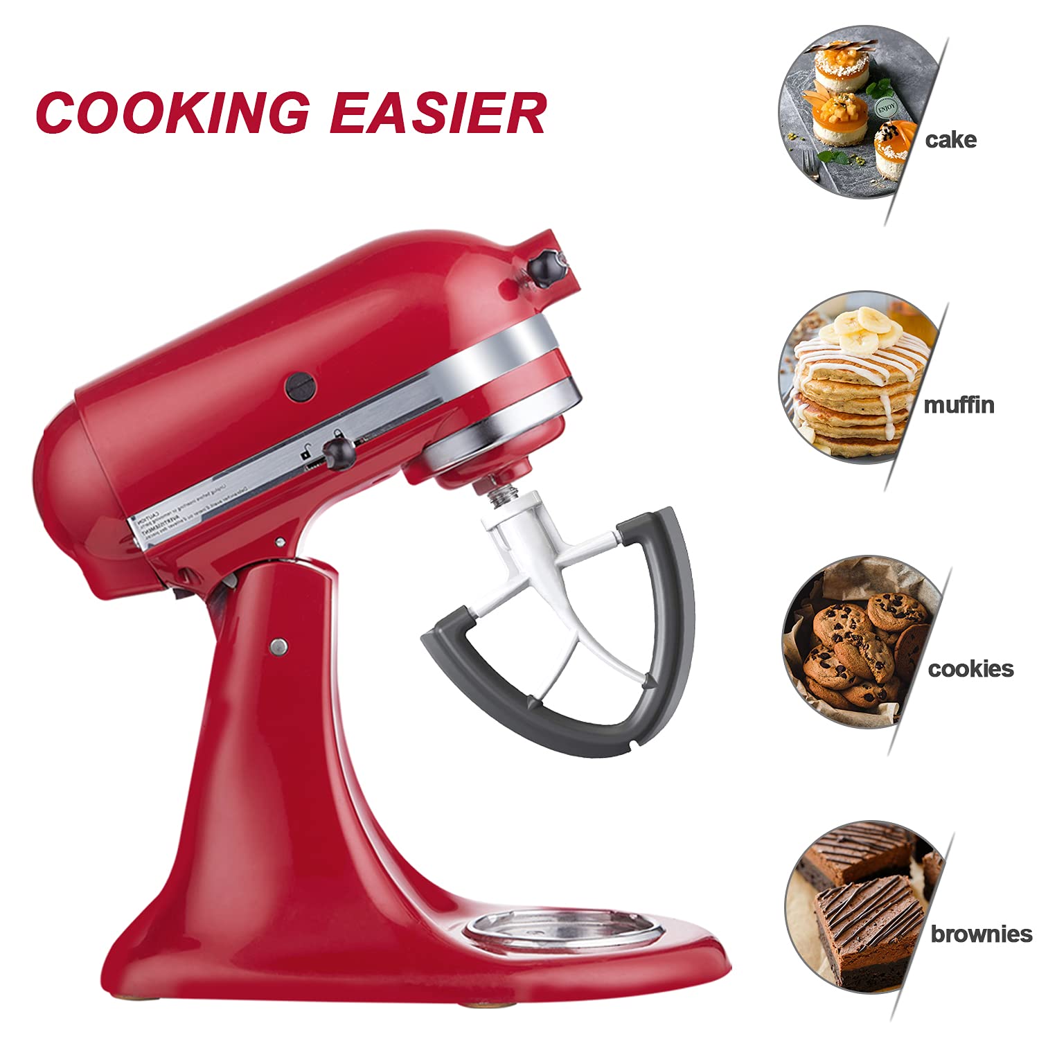 Flex Edge Beater for KitchenAid Mixer, 4.5-5 Quart for Kitchenaid Mixer Attachments, Fits Tilt-Head for Kitchenaid Paddle with Scraper for Kitchen Aid Accessories and Attachments by HOZODO