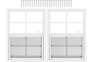2 Pack Shed Window 18" W x 23" H, White Flush Mount Window with Tempered Glass and Removable Screen for Playhouses, Sheds, Ga