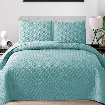 Exclusivo Mezcla Ultrasonic 2-Piece Twin Size Quilt Set, Aqua
