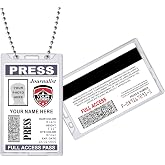 Press Pass ID Card - (Customizable) Upload Any Logo - PVC Plastic - Journalist, Photographer, Sportscaster - Made in The U.S.A.