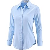 EOUOSS Button Down Shirts for Women Dress Shirts Long Sleeve Stretch Wrinkle Free Work Solid Casual Office Blouses Top