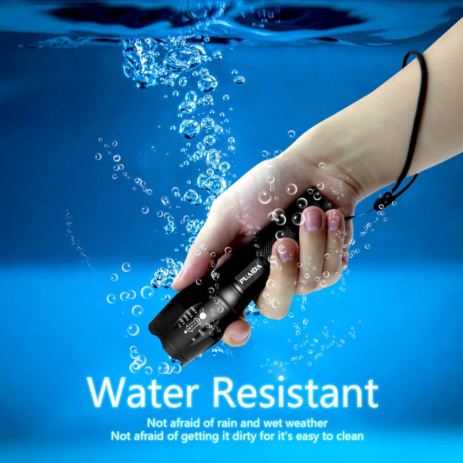 2 Pack LED Tactical Flashlights, Puaida Military Grade Tac Light with Batteries – Waterproof and Zoomable Flashlights with 5 Modes - Ultra Bright Handheld Torch Flash Lights for Camping, Hiking