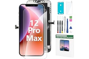 FFtopu iPhone 12 Pro Max Screen Replacement Kit 6.7" LCD Display 3D Touch Full HD Digitizer Full Assembly Repair Kits Waterproof Frame Sticker+Screen Protector for A2342, A2410, A2412, A2411