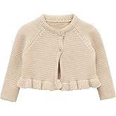 Lilax Baby Girls' Knit Long Sleeve Ruffled Cardigan, Button Closure Bolero Shrug