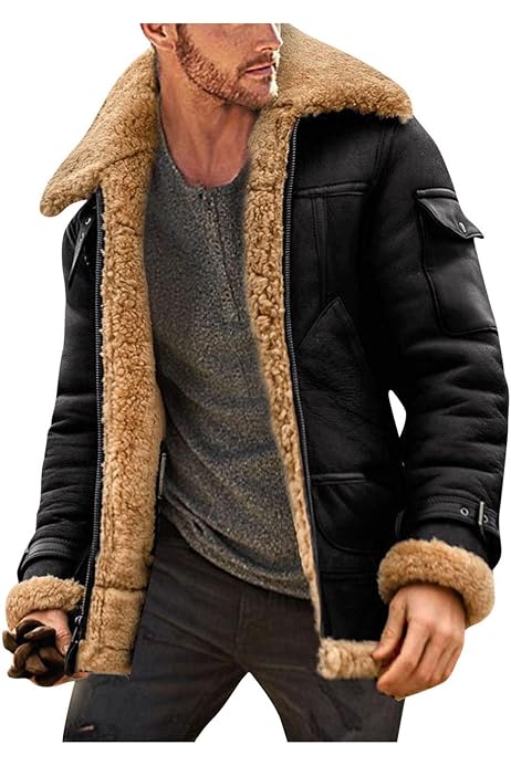 Winter Sheepskin Jacket Warm Wool Lined 
