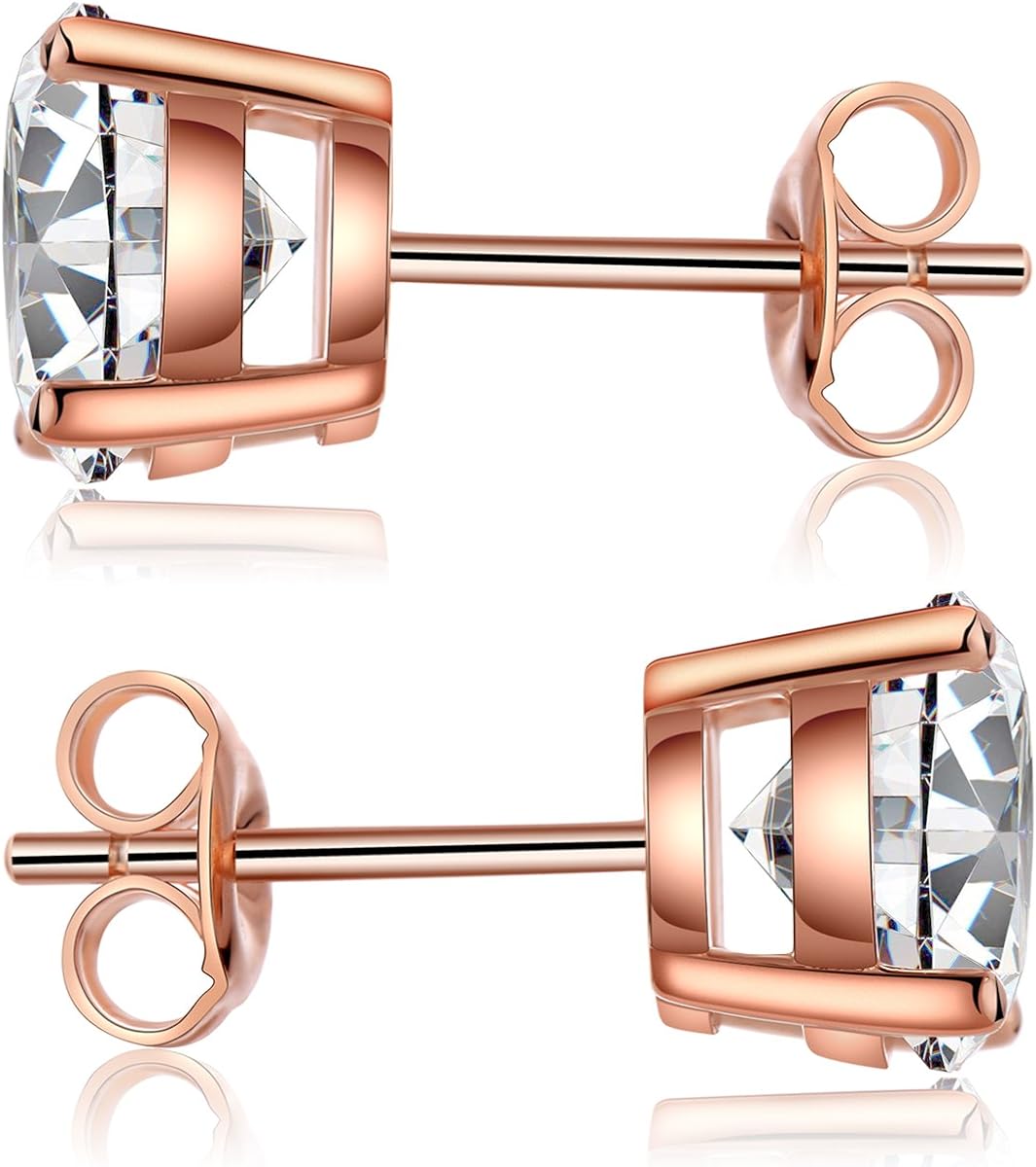 CZ Diamond Stud Earrings Sterling Silver 8mm Round Stud Earrings,Round