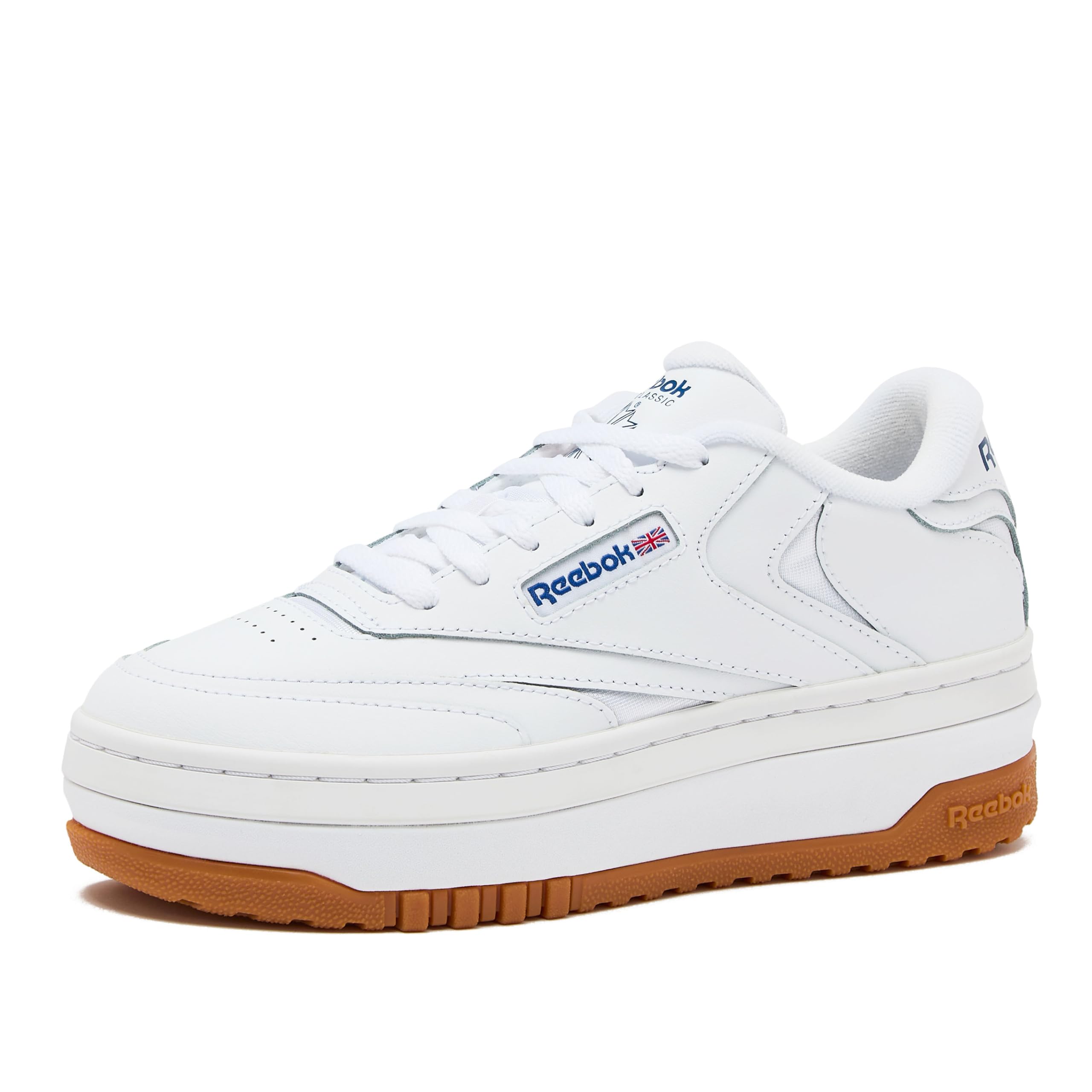 Photo 1 of Reebok Club C Extra Platform Sneakers for Women, White Casual Tennis Women's Fashion Sneakers, Womens Shoes Size 5 to 11, FTWR White/FTWR White/Vector Blue, 7 Medium