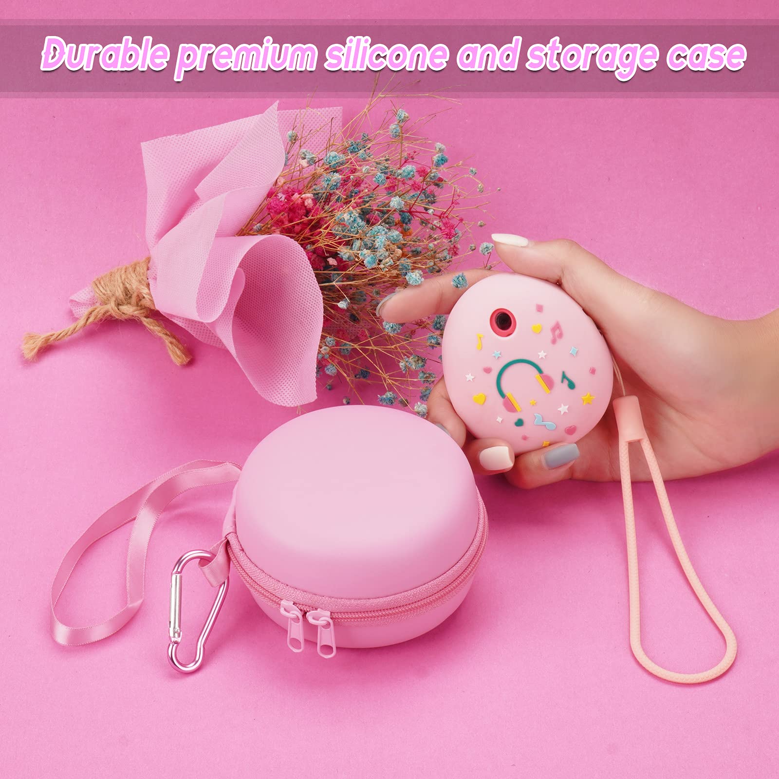 MGZNMTY Travel Carrying Case and Silicone Cover for Tamagotchi Pix Digital Pet Interactive Virtual Toy, Protective Storage Holder for Electronic Gadgets Toys for Kids (Pink)