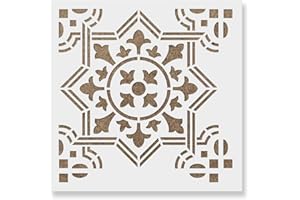 STENCIL REVOLUTION Leelo Tile Stencil - Floor Stencil, Tile Paint Stencil, Large Floor Stencil, Stencil Linoleum, Floor Tile Stencil