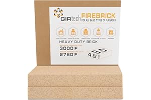 GIRtech USL Thin Fire Bricks 2500F Replacement for Wood Stove, Fireplace - Pack of 2-9" x 4.5" x 1.25" Firebricks for Insulating Warming Layer Steel Furnaces, Kilns, Blacksmith Forges, Pizza Oven