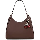 Duyijiff Brown Leather Tote Bag for Women Slouchy Purse Hobo Shoulder Bag Designer Handbags for Work Shopping Daily