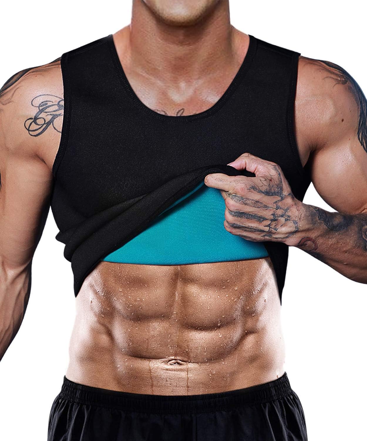 LaLaAreal Men Sweat Vest Neoprene Workout Shirt Sauna Suit Waist Trainer Sport Fitness Tank Top