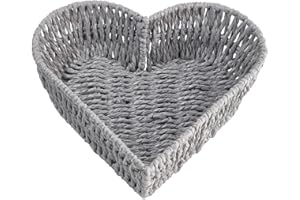 Kecung Heart Shaped Basket - Rattan Heart Basket Handmade Woven Storage Basket, Fruit Vegetables Bread Sundries Heart Basket