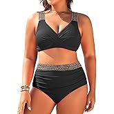 Tempt Me Women Plus Size High Waisted Bikini Set Two Piece Tummy Control Swimsuit