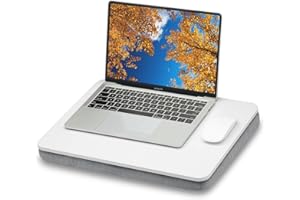 ZEAPTAC Portable Lap Laptop Desk with Pillow Cushion, Fits up to 15.6 inch Laptop, Lap Stand for Bed & Couch & Carpet, Book Tablet/Drawing Board/Computer Laptop Stand - White