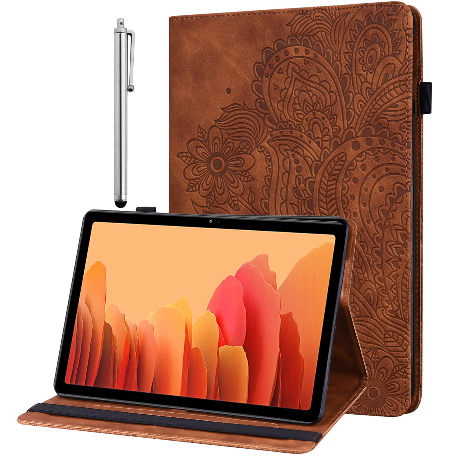 GLANDOTU Case for Lenovo Tab M10 Plus 3rd Gen 10.6" 2022 (TB125FU/TB128FU/TB128XU),Flip Wallet PU Leather Cover with Pen Holder for Lenovo Tab M10 Plus (3rd Gen) Tablet Case (free Stylus Pen) 【Brown】