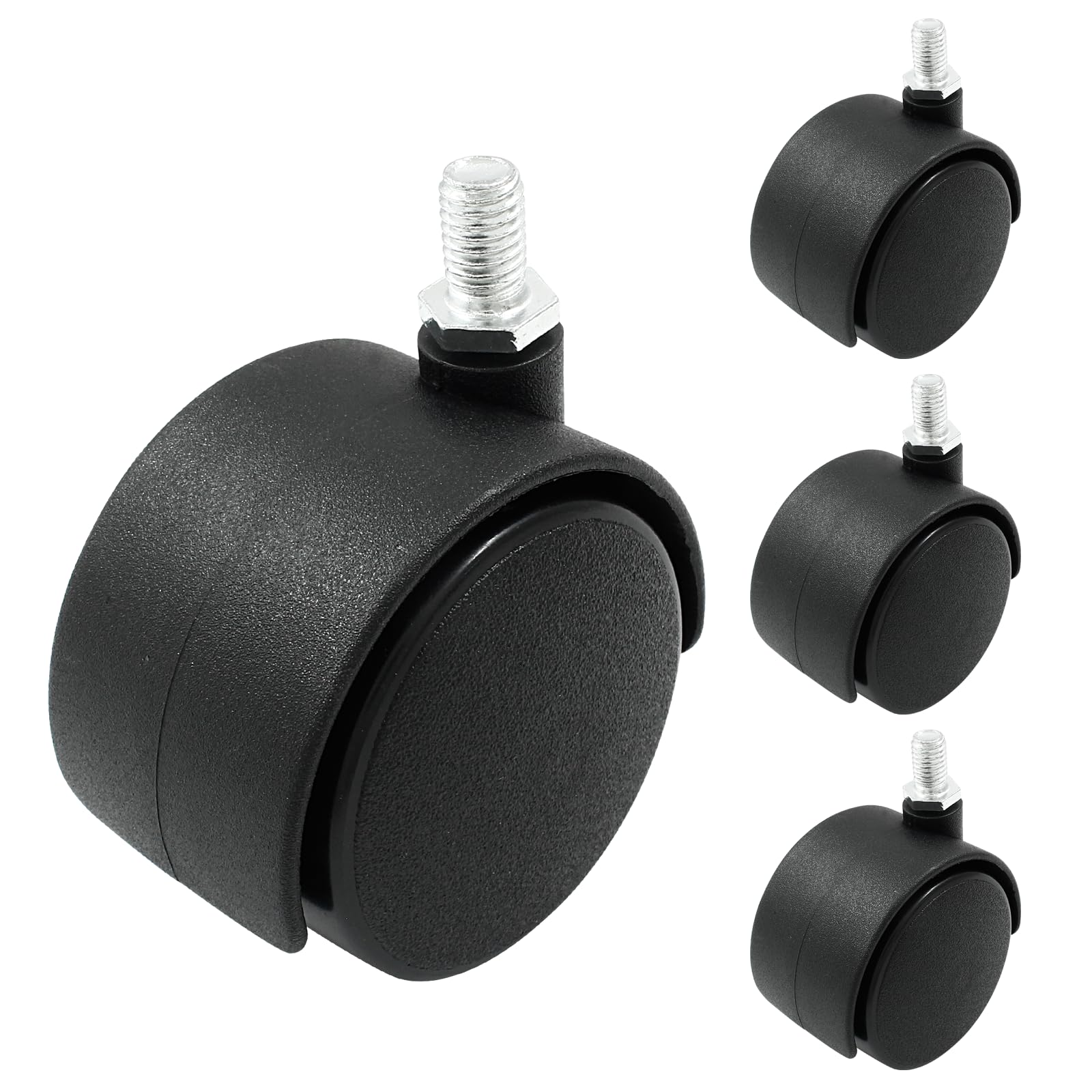 Suiwotin 4pcs 2 Inch Swivel Caster Wheels, Black