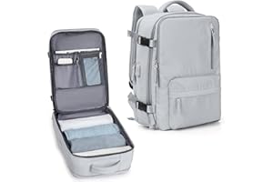 VECAVE Carry On Backpack for Women, Airline Approved Personal Item Large Travel Backpack Flight Approved, Waterproof Laptop Bag Business Work Gym Backpacks Men Grey Mochila De Viaje